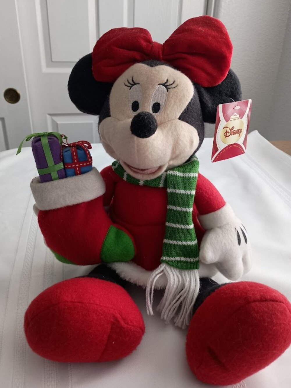 Vintage Stuffed Minnie Mouse with Christmas Presents, 17" Long, Sold at K-Mart